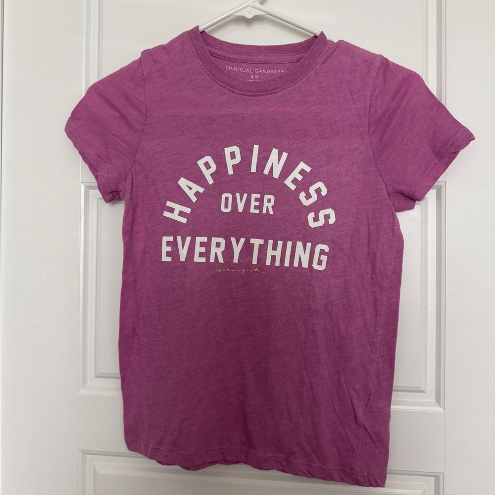 Spiritual Gangster Happiness Over Everything Girls Size 10 Pink